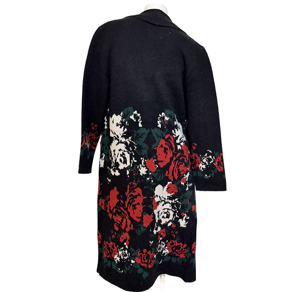 Vertigo Paris Black label tapestry floral rose coatigan duster long sweater coat - Picture 4 of 11